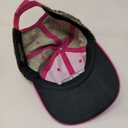 Signatures Girl's Strapback Hat Pink Camo Embroidered Logo Adjustable