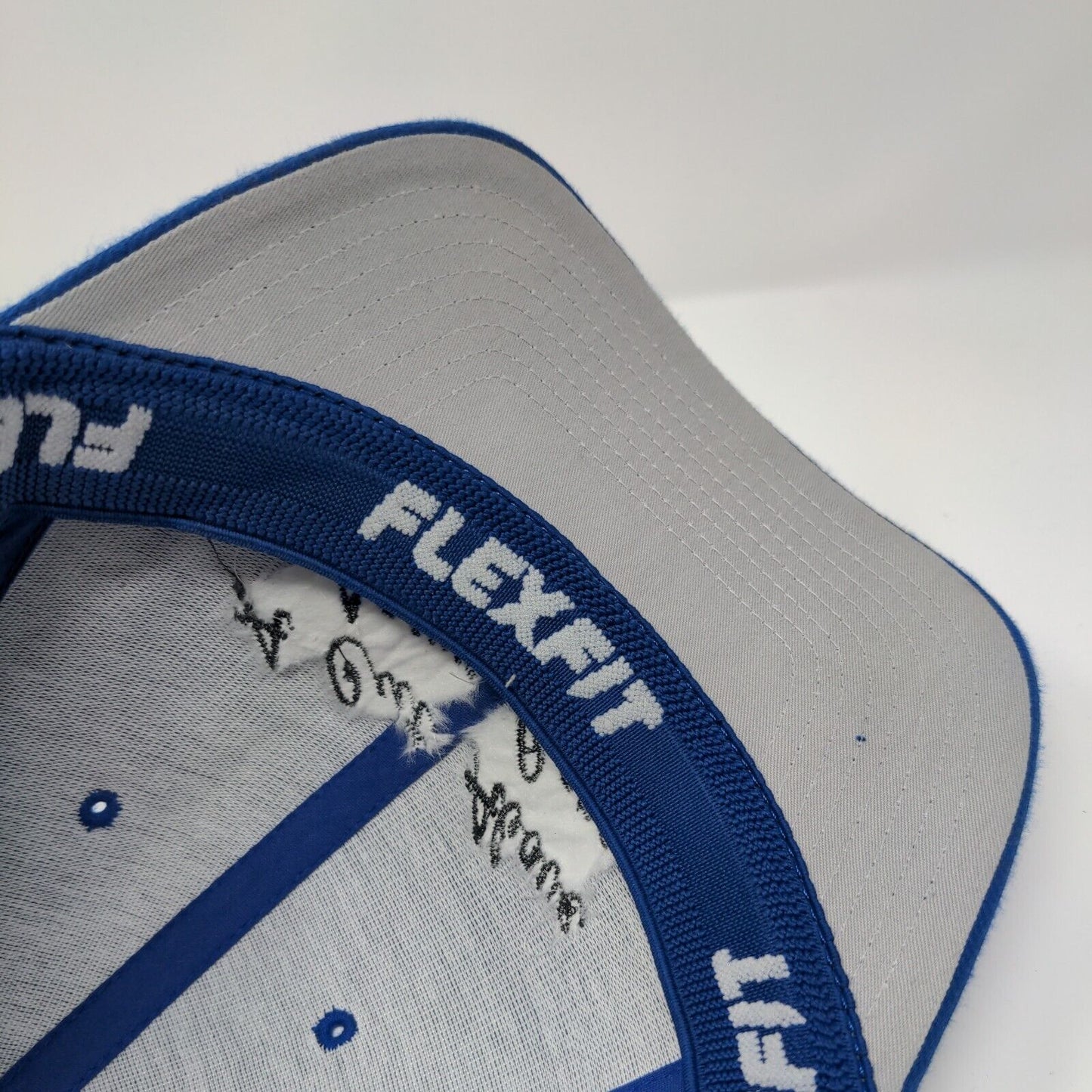 A Cut Above Lawn Care Fitted Hat Blue L/XL Flexfit 6 Panel Port Authority