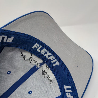 A Cut Above Lawn Care Fitted Hat Blue L/XL Flexfit 6 Panel Port Authority