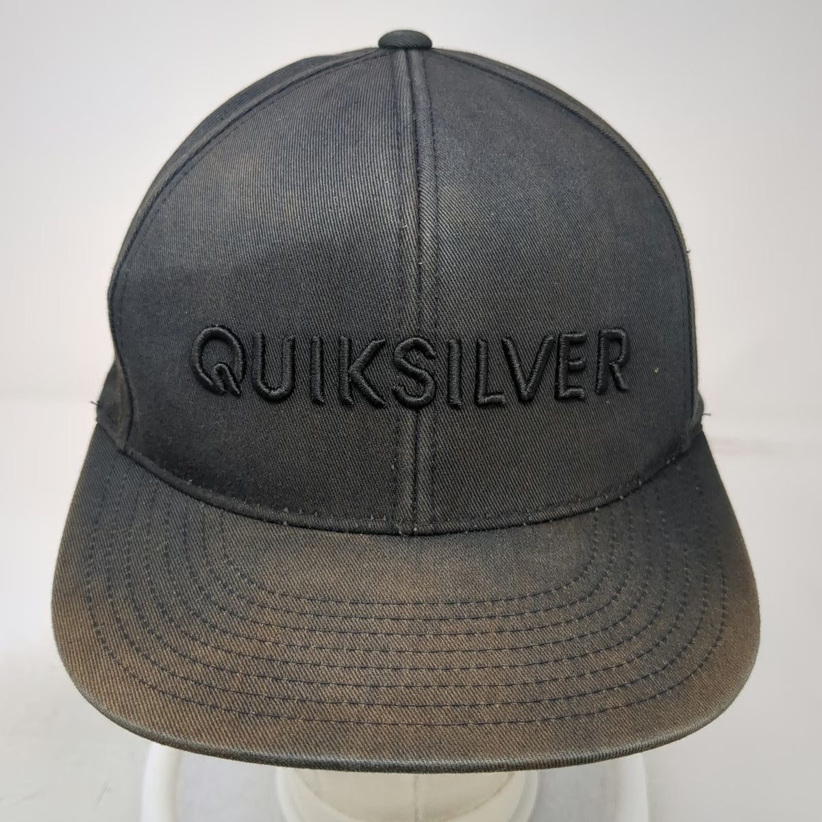 Quiksilver Snapback Black One Size Hat Tonal Logo Embroidered Yupoong Classic