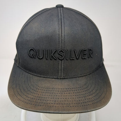 Quiksilver Snapback Black One Size Hat Tonal Logo Embroidered Yupoong Classic