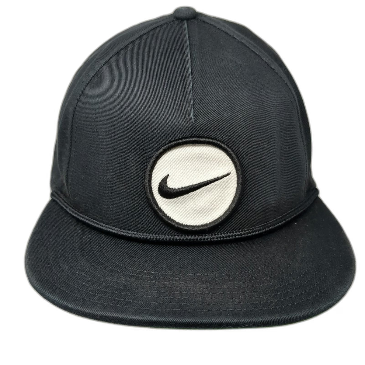 Nike 5 Panel Black Hat One Size Rope Golf Snapback Green Underbrim Patch Swoosh