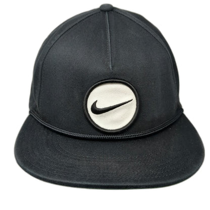Nike 5 Panel Black Hat One Size Rope Golf Snapback Green Underbrim Patch Swoosh