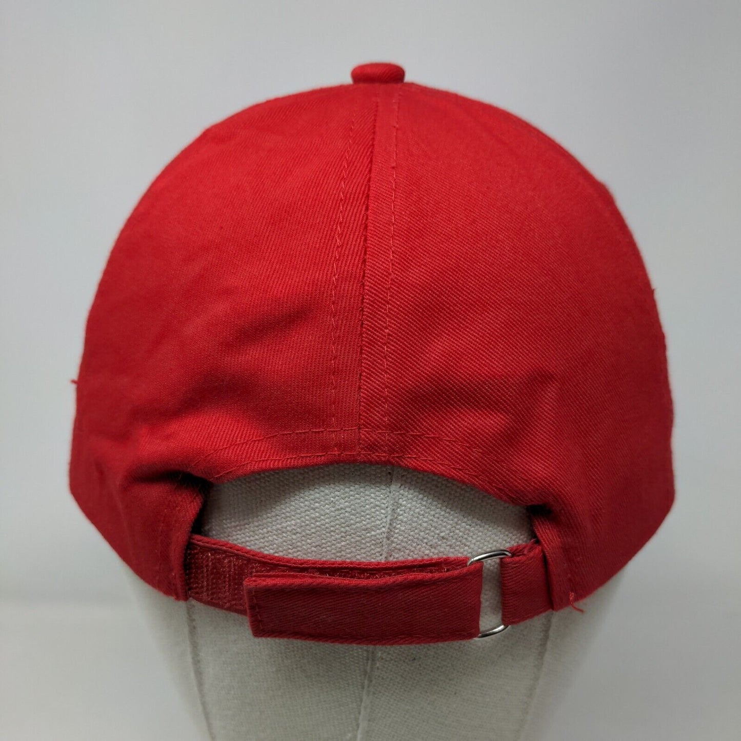 Unbranded Strapback Hat Red One Size Adjustable Vented Holes 6 Panel Blank