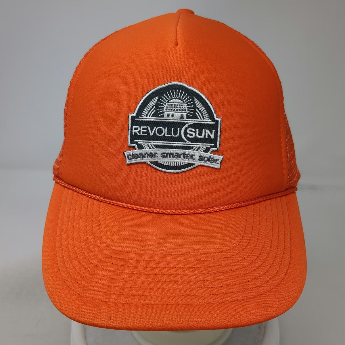 Otto Trucker Hat Orange One Size Mesh Back Snapback Rope Detail RevoluSun Solar