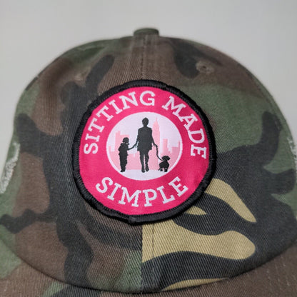 District Women's Slideback Camo Hat Embroidered Sitting Made Simple Logo