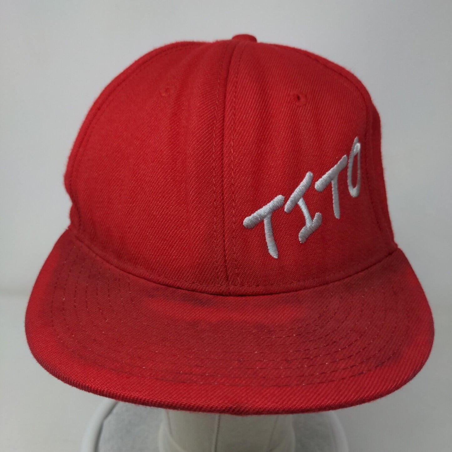 Tito Fitted Hat Red One Size Embroidered Otto Fit 3030 Vent Holes Vodka