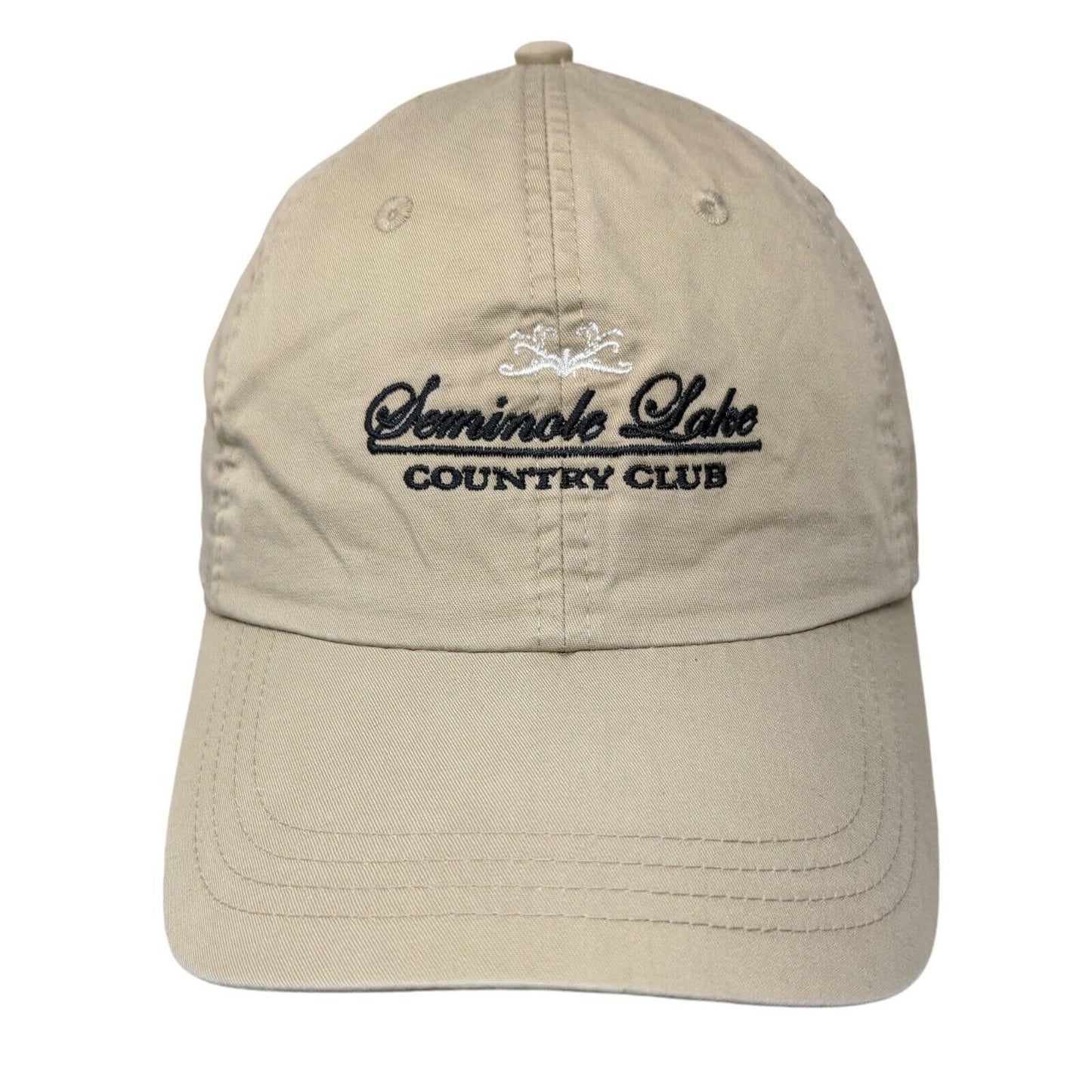 Seminole Lake Country Club Strapback Hat Tan Classic Cut Embroidered