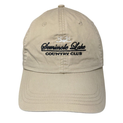 Seminole Lake Country Club Strapback Hat Tan Classic Cut Embroidered