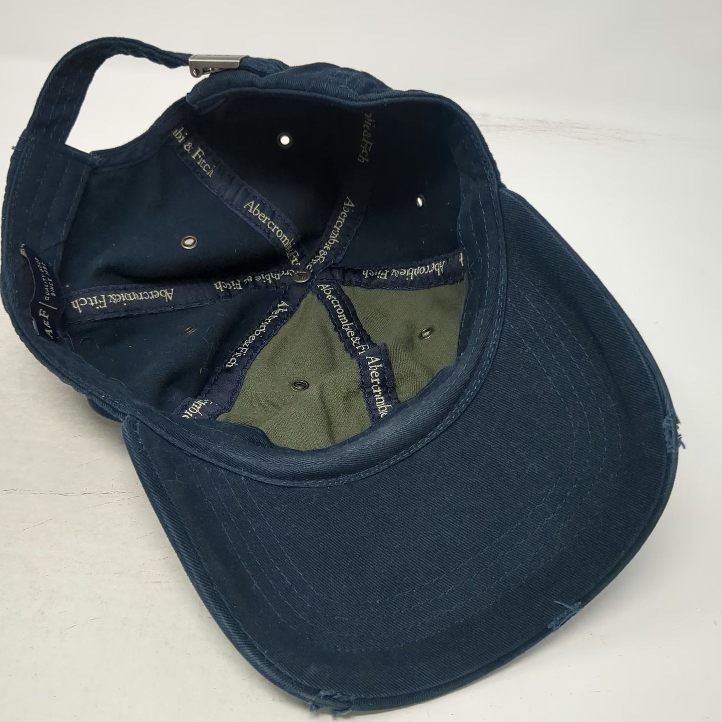 Abercrombie & Fitch Baseball Cap Blue One Size Embroidered Letter A Frayed Brim