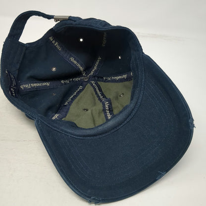 Abercrombie & Fitch Baseball Cap Blue One Size Embroidered Letter A Frayed Brim