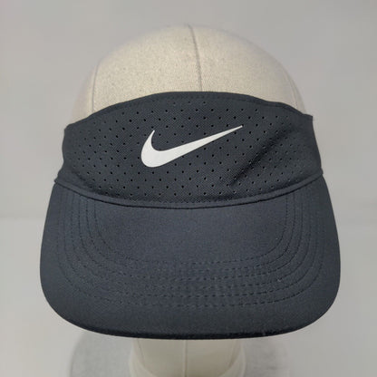 Nike Strapback Sun Visor Hat Black OSFA Adjustable Swoosh Just Do It Dri-Fit