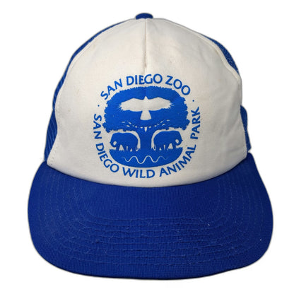 San Diego Zoo Wild Animal Park Blue OS Trucker Hat Snapback Mesh USA Vintage
