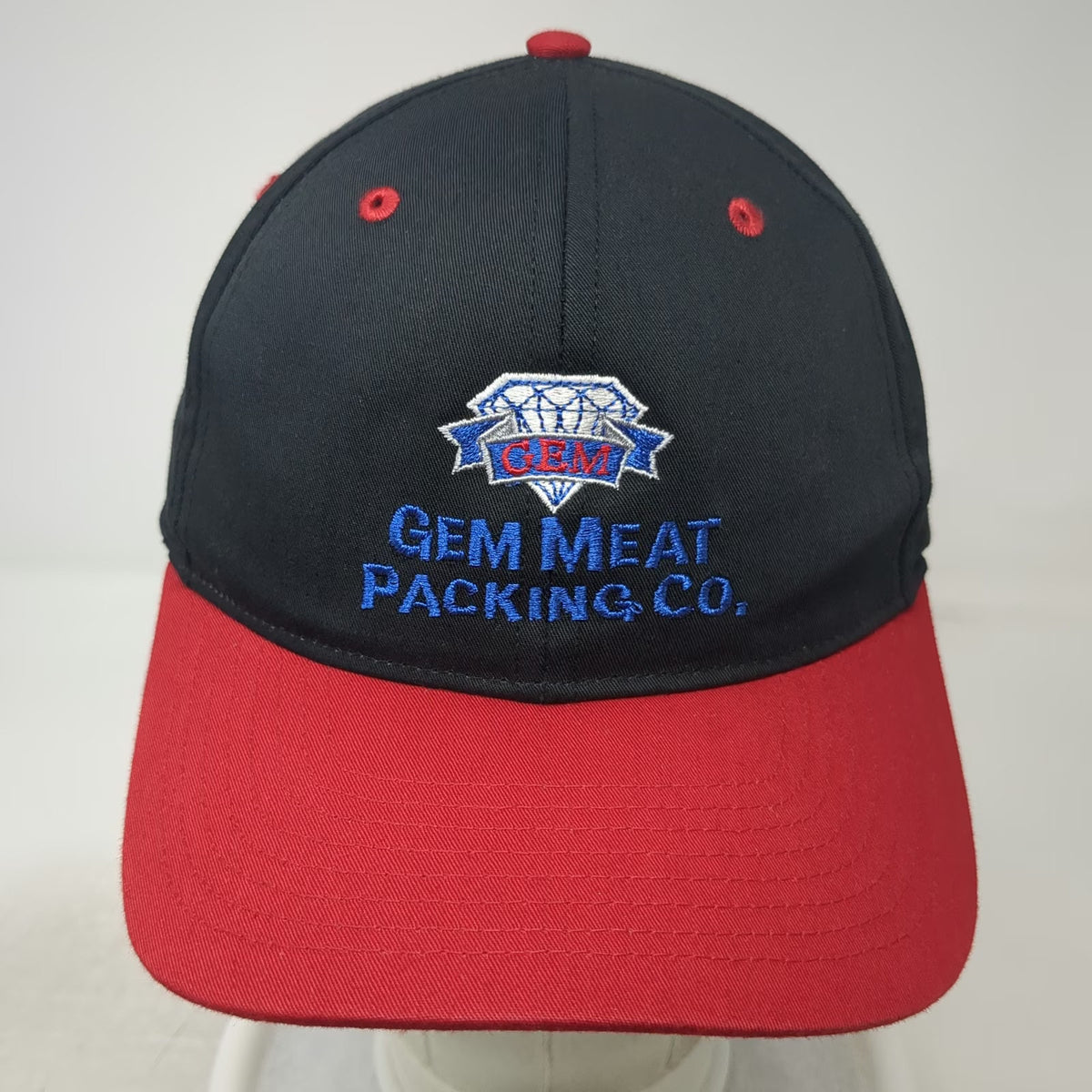 Richardson Snapback Hat Black Red Size L Gem Meat Packing Co Business Logo