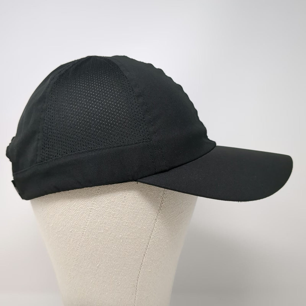 apana Baseball Cap Black One Size Mesh Panels Strapback Hat Lightweight Active