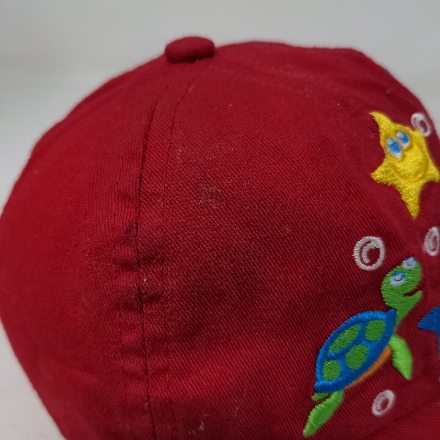 Kid Tees Baby Hat Red Stretchy Embroidered Sea Ocean Creatures Dolphin