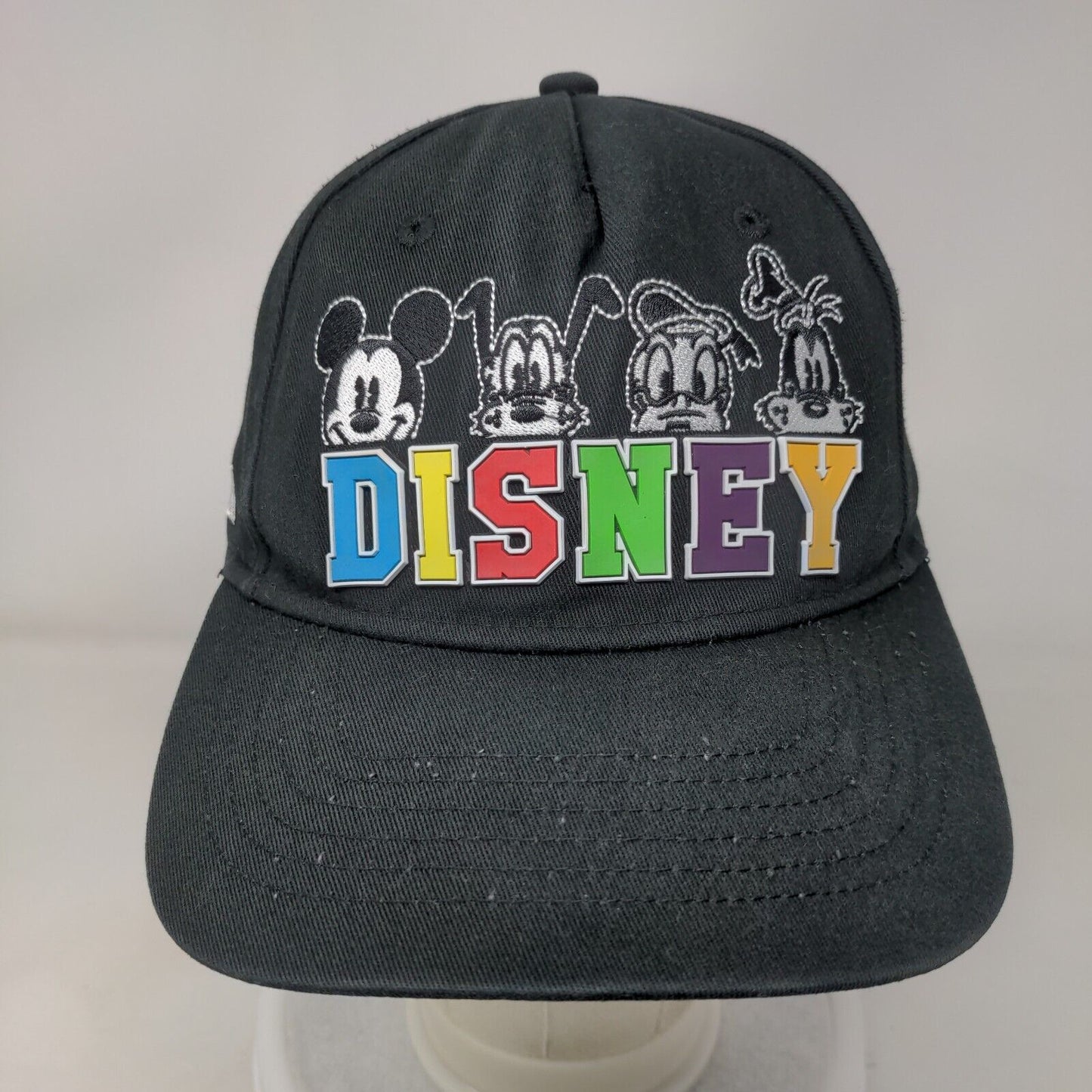 Disney Mickey And Friends Strapback Hat Black One Size Embroidered