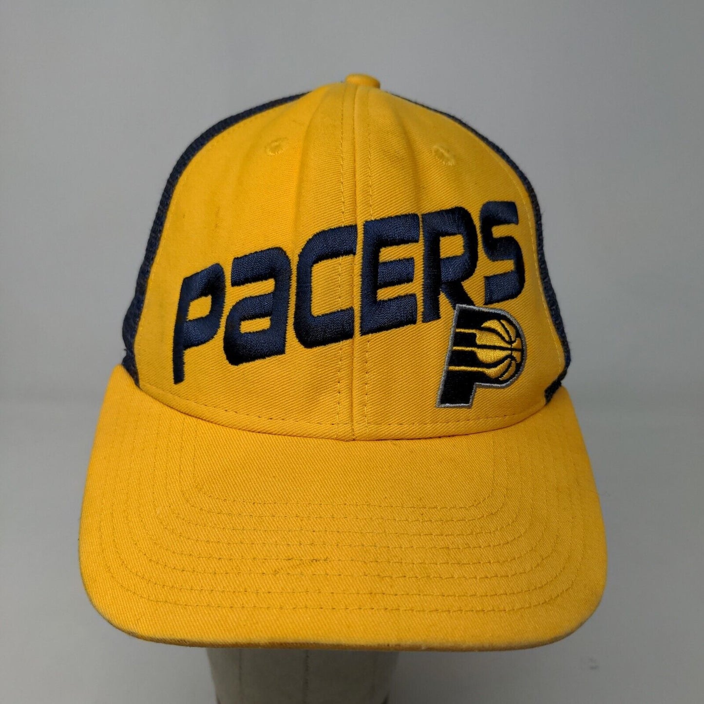 Main Gate Men's Snapback Mesh Back Hat Yellow Blue Indiana Pacers Logo