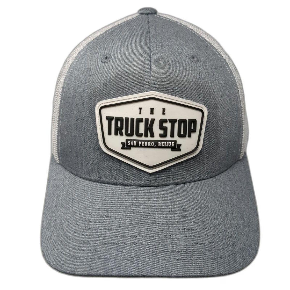 Yupoong Trucker Hat Gray One Size The Truck Stop San Pedro Belize Mesh Snapback