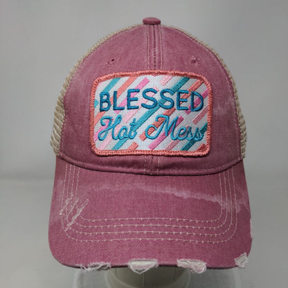 Blessed Hot Mess Trucker Hat Multicolor One Size Mesh Back Distressed Katydid