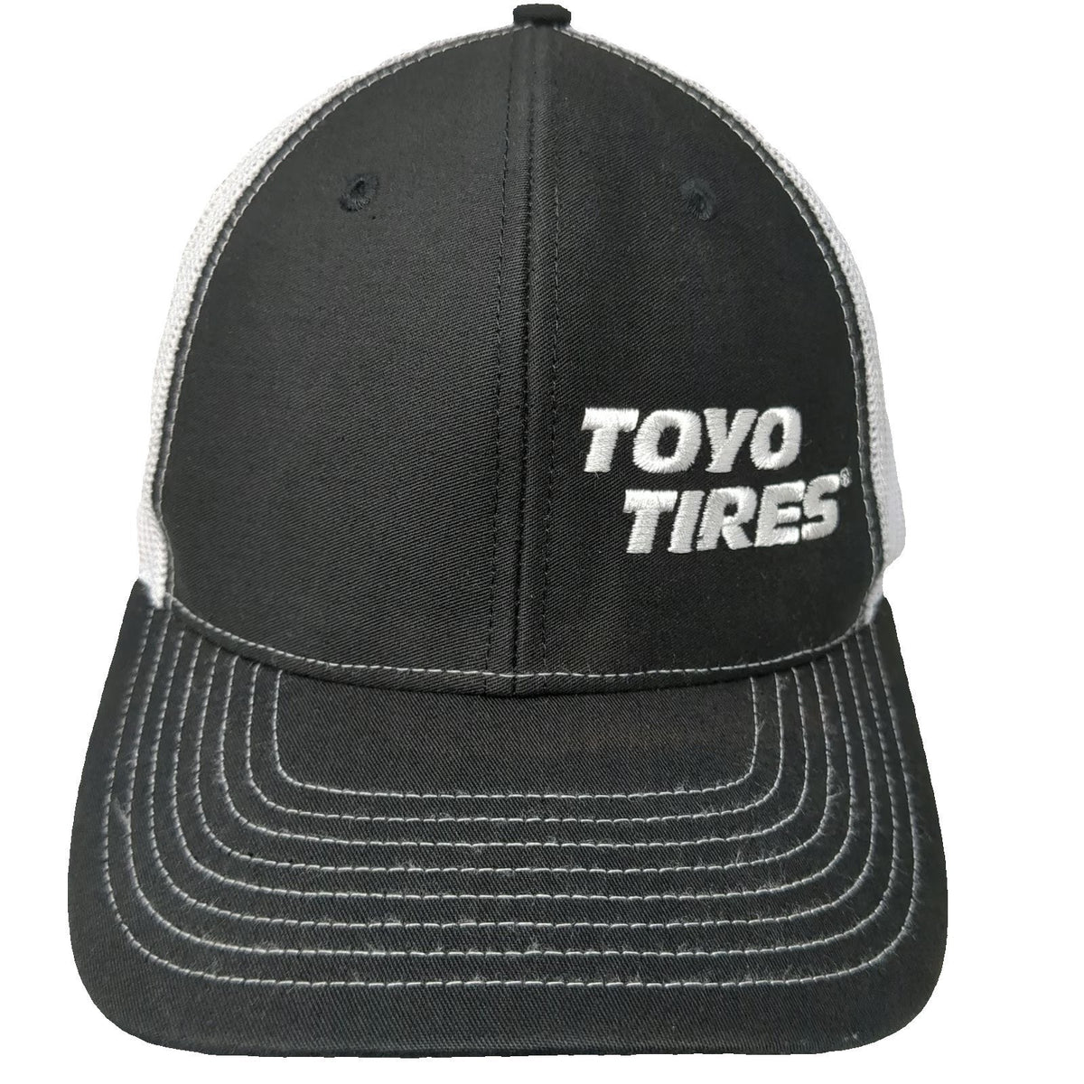Richardson Trucker Hat Black One Size Toyo Tires White Mesh Snapback Graphic
