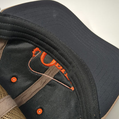 Orvis Trucker Hat Brown Camo One Size Orange Fly Fishing Logo Mesh Snapback