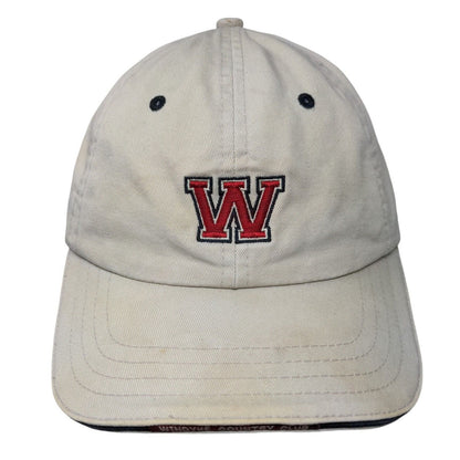 Letter W Slideback Hat Tan One Size Embroidered 6 Panel Pukka Golf