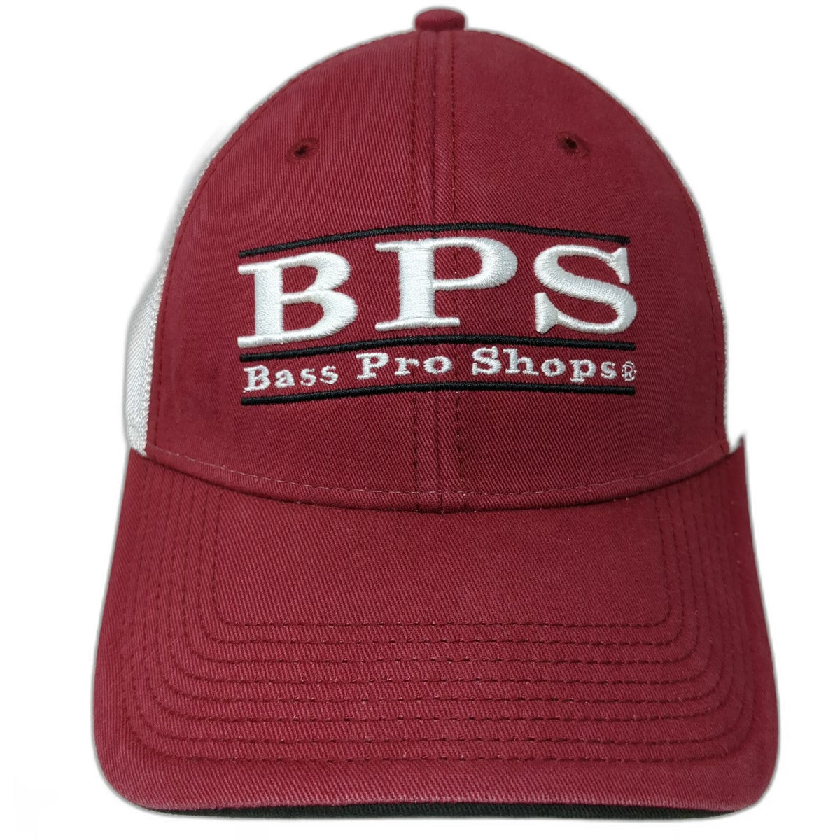 Bass Pro Shops Baseball Cap Red White One Size Mesh BPS Fish Logo Fishing Hat