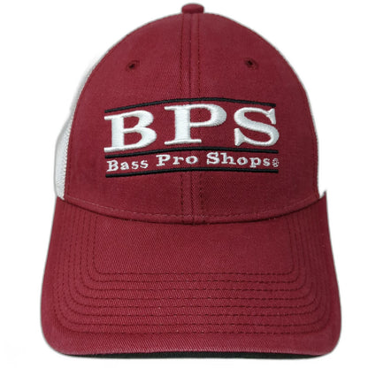 Bass Pro Shops Baseball Cap Red White One Size Mesh BPS Fish Logo Fishing Hat
