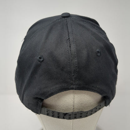 CAT Snapback Hat Black One Size Adjustable Embroidered 6 Panel Distressed