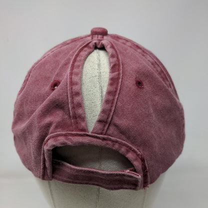 Unbranded Strapback Hat Ponytail Red One Size Adjustable Solid Blank