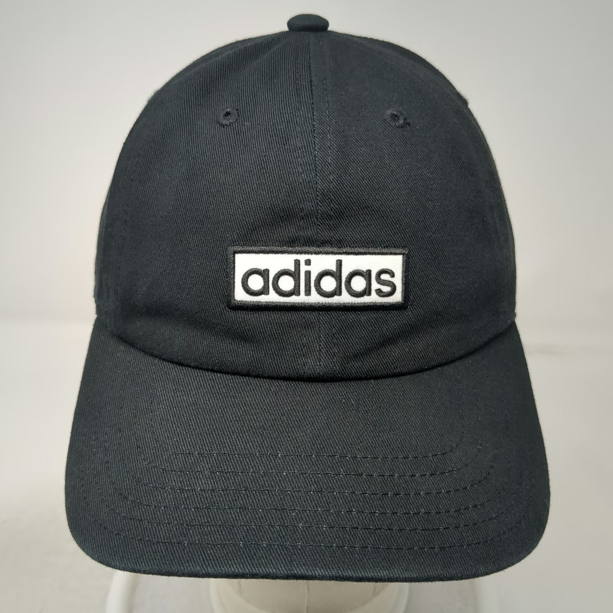Adidas Baseball Cap Black One Size Box Logo Cotton Strapback Aeroready hat