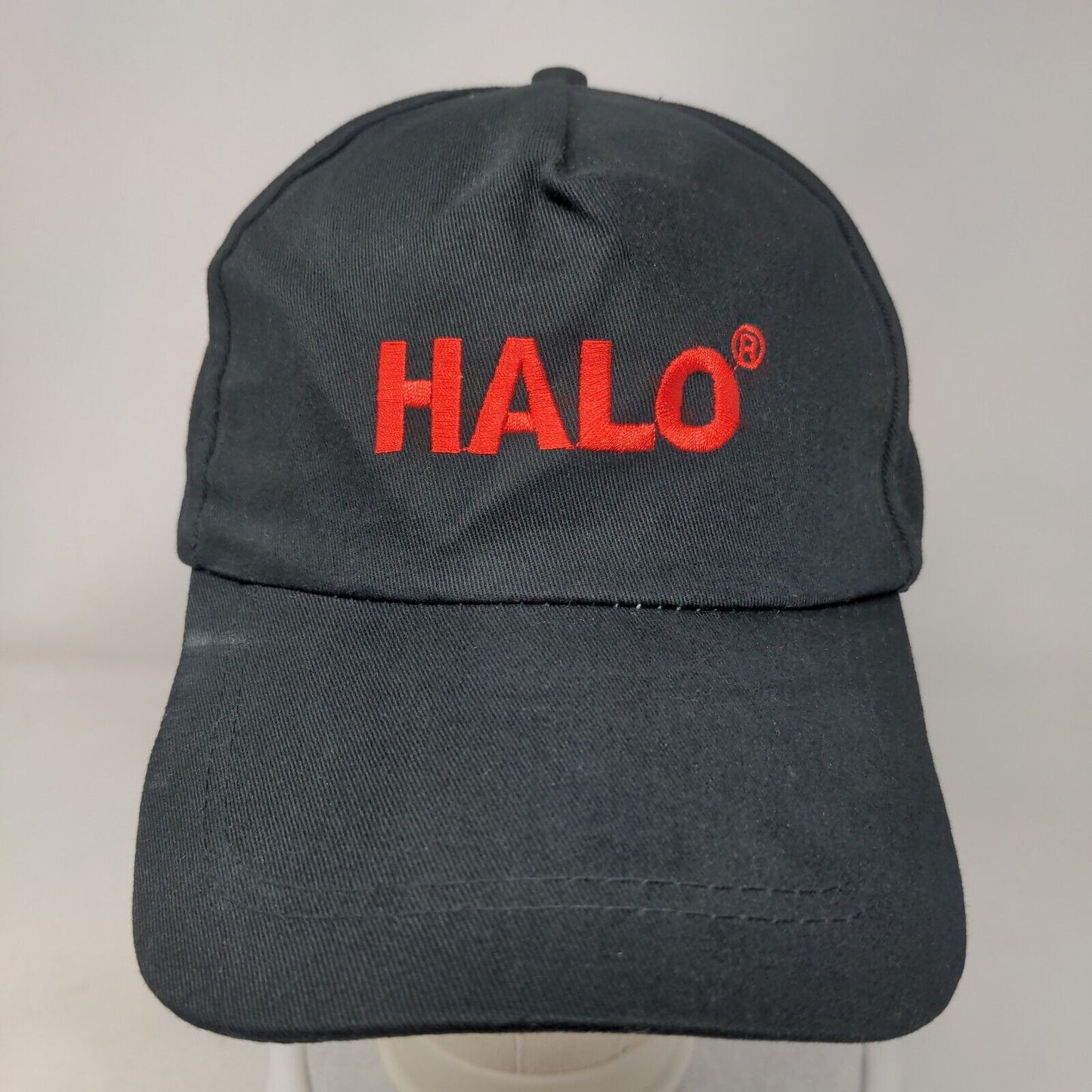 Halo Slideback Hat Black One Size Adjustable Embroidered Vented Holes 6 Panel