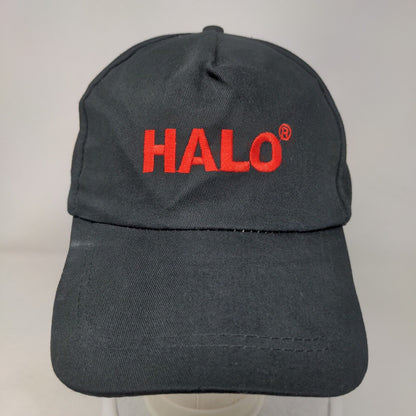 Halo Slideback Hat Black One Size Adjustable Embroidered Vented Holes 6 Panel