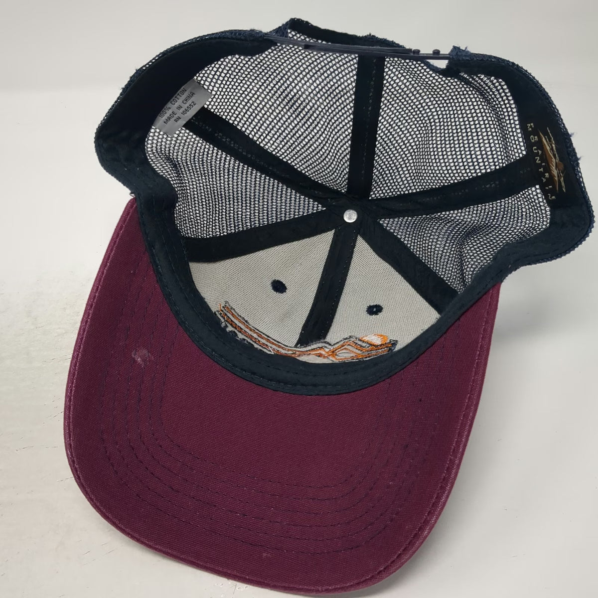 Pro Mountain Yellowstone National Park Trucker Hat Beige Blue Red OSFM Snapback