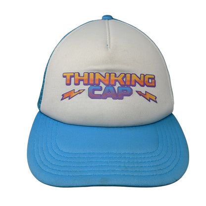 Thinking Cap Snapback Trucker Hat Blue One Size Mesh Back Stranger Things