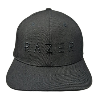 Razer Snapback Black One Size Hat Tonal Logo Gaming Flat Brim For Gamers Snake