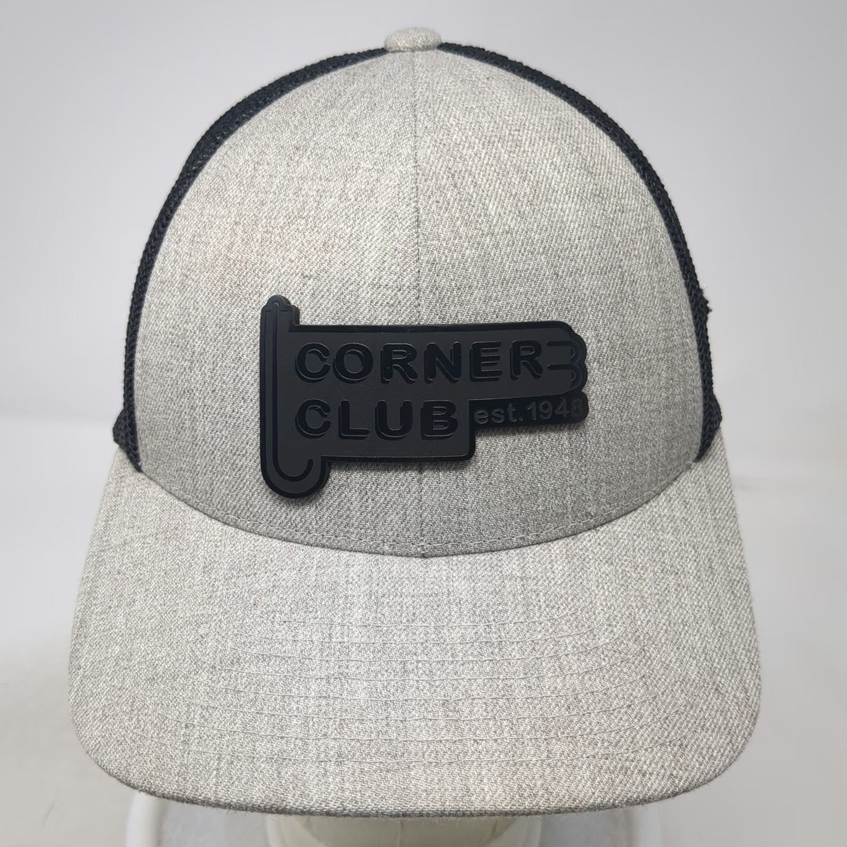 Branded Bills Trucker Hat Gray One Size Mesh Snapback Corner Club Patch Logo
