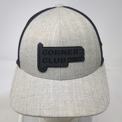 Branded Bills Trucker Hat Gray One Size Mesh Snapback Corner Club Patch Logo