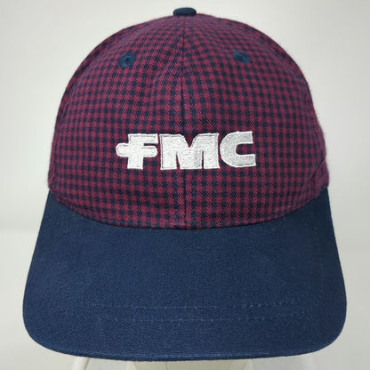 Port Authority Baseball Cap Blue Red One Size Gingham FMC Logo Cotton Hat