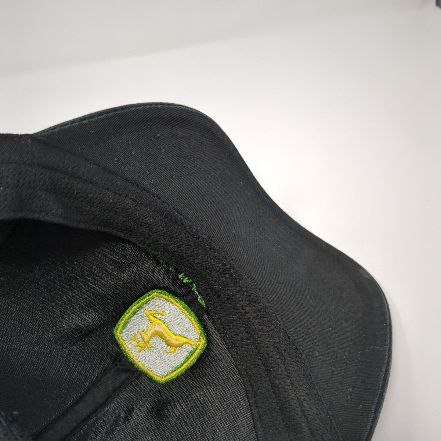 John Deere Snapback Trucker Hat Black One Size Adjustable Embroidered Mesh Back