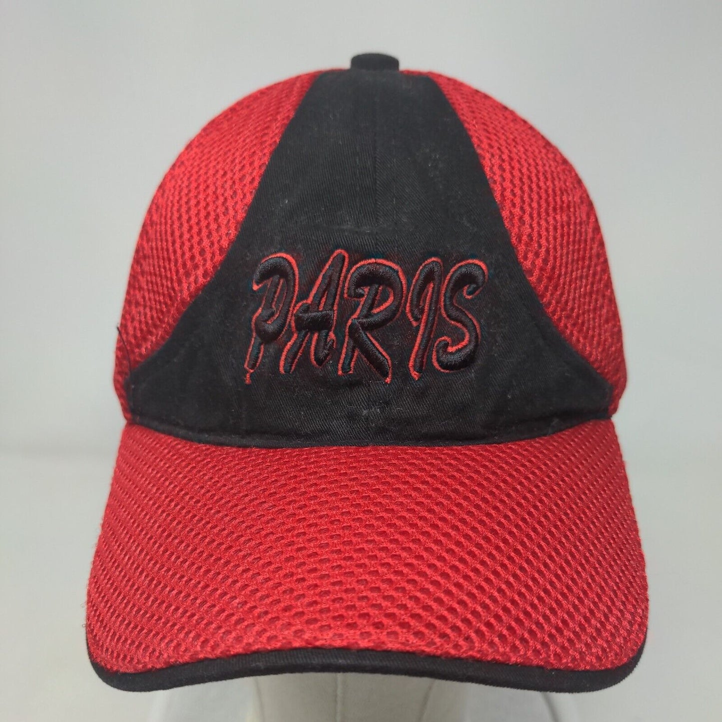 Paris Strapback Hat Red One Size Embroidered Adjustable Colorblock
