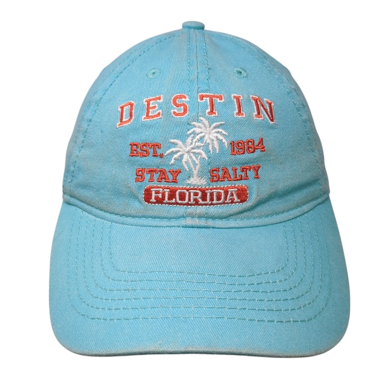Destin Florida Stay Salty Strapback Hat Blue One Size Embroidered