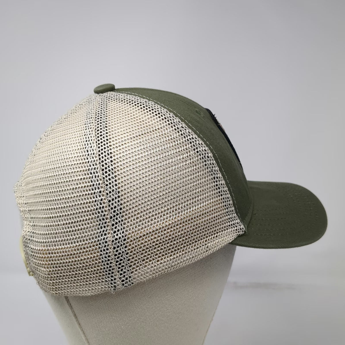 Granule Trucker Hat Green Beige One Size Great Outdoors Patch Snapback Mesh Back