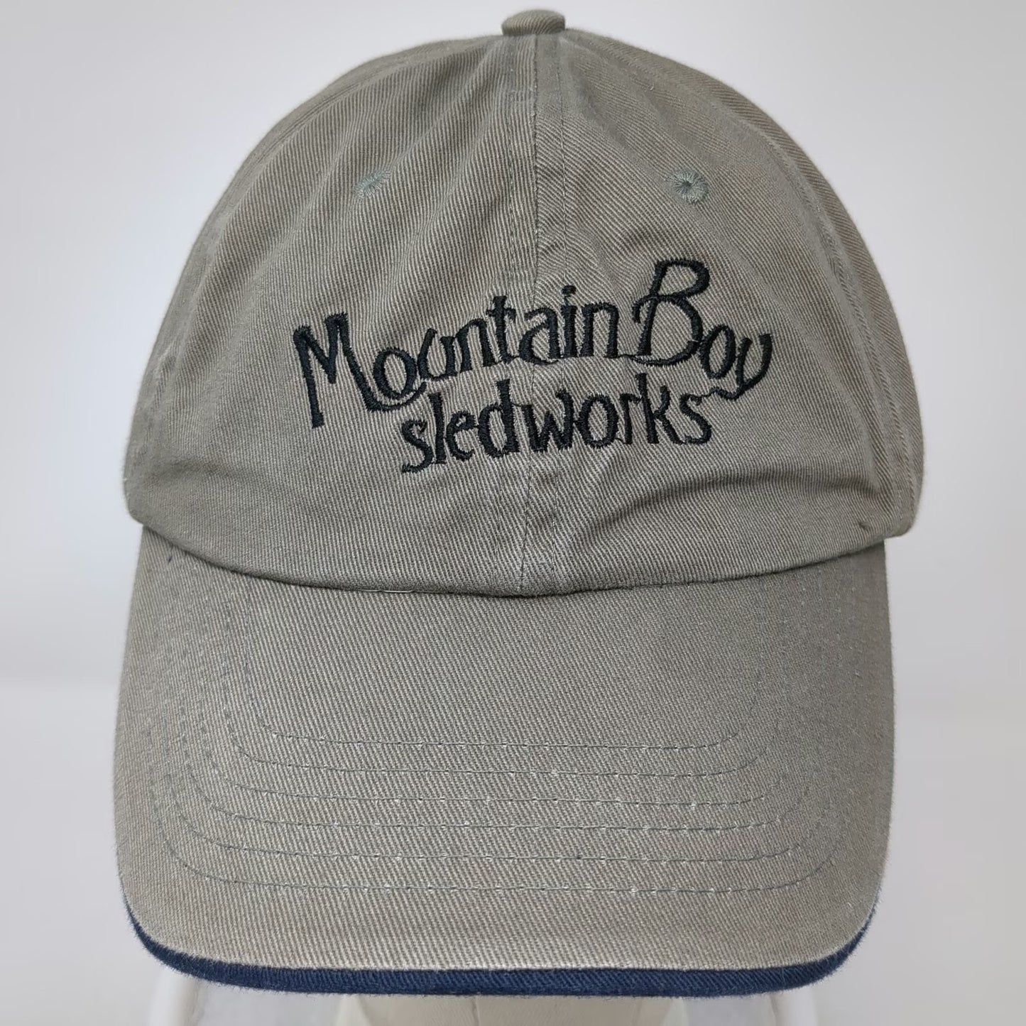 Mountain Boy Sledworks Baseball Cap Brown One Size Strapback Hat Blue Trim Sewn
