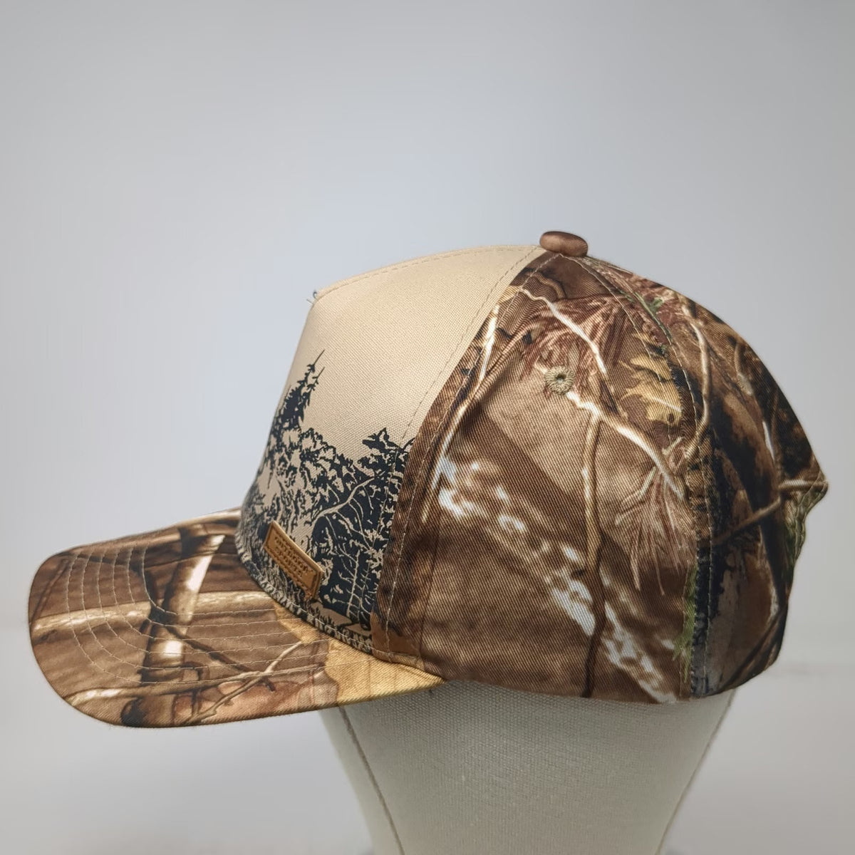 Black Eagle 5 Panel Beige Brown Camo One Size Elk Graphic Hunting Hat Patch