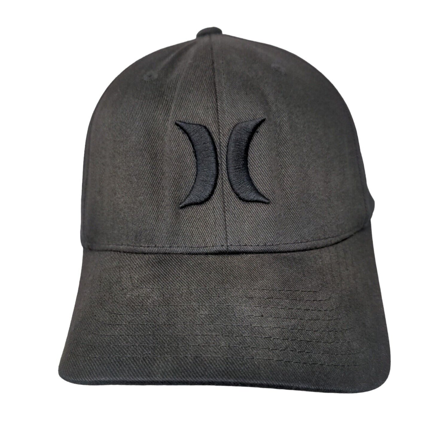 Hurley Fitted Hat Black L/XL Embroidered Vented Holes Flexfit Yupoong