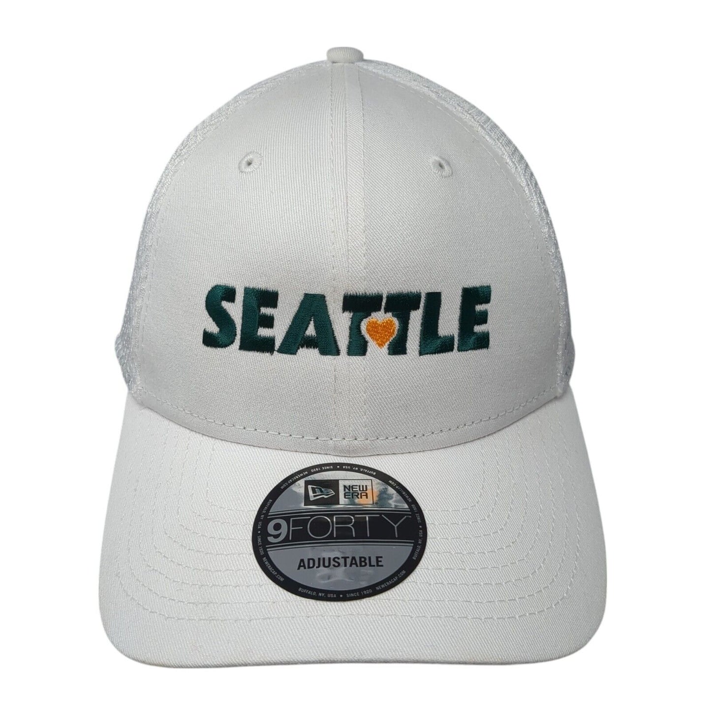 Seattle Snapback Hat White One Size Adjustable Mesh New Era 9Forty