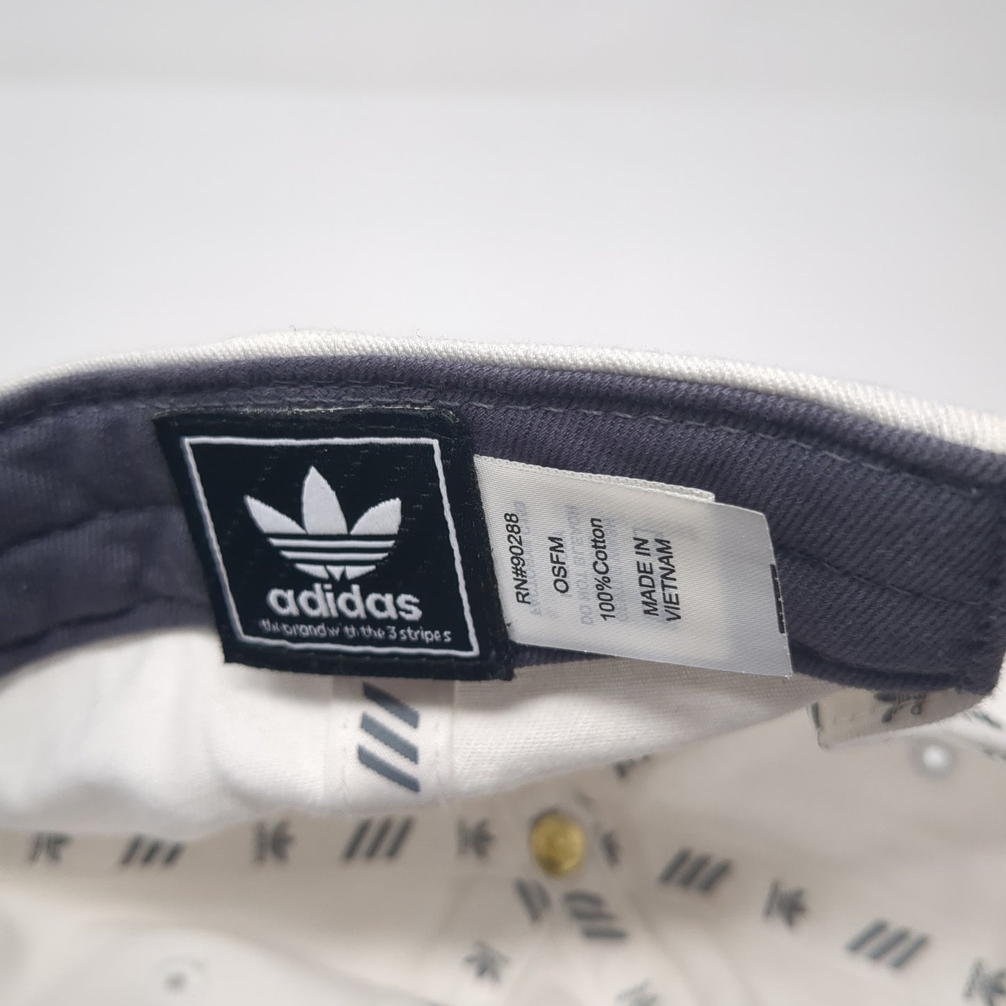 Adidas Trefoil Slideback Hat White One Size Adjustable Solid Vent Holes