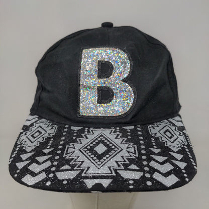 Justice Girl's Strapback Hat Black Size OS Glittery Big B Logo